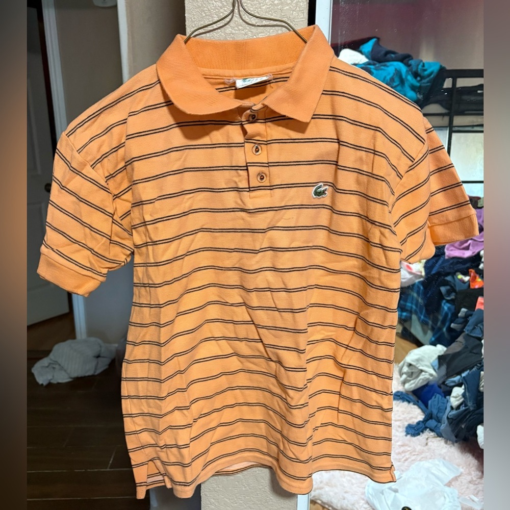Lacoste Kids Orange Striped Polo Shirt